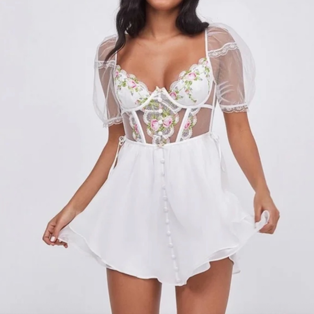 For Love and Lemons Trellis Rose Mini Dress - XS